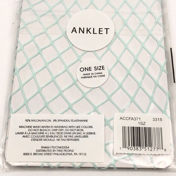 NEW (2) Pairs Free People Sugar Sugar Fishnet Ankle Socks Anklet Mint One Size - Picture 4 of 4